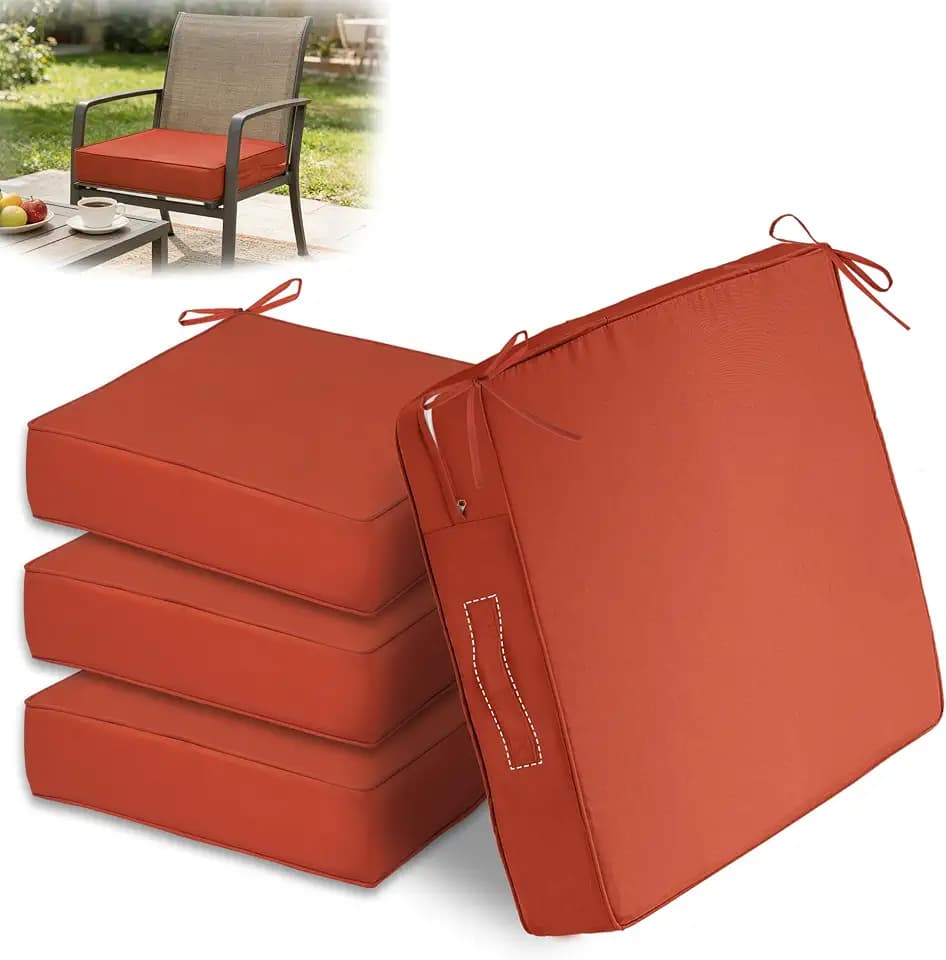 24x24 Outdoor Chair Cushions Set of 4,Furniture Cushion,Brick Red