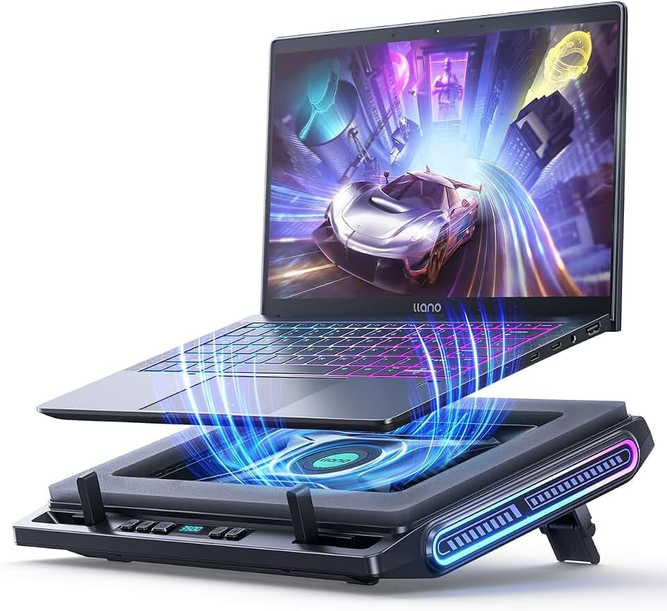llano V10 Gaming Laptop Cooling Pad, RGB Laptop Cooler Stand Laptop Fan