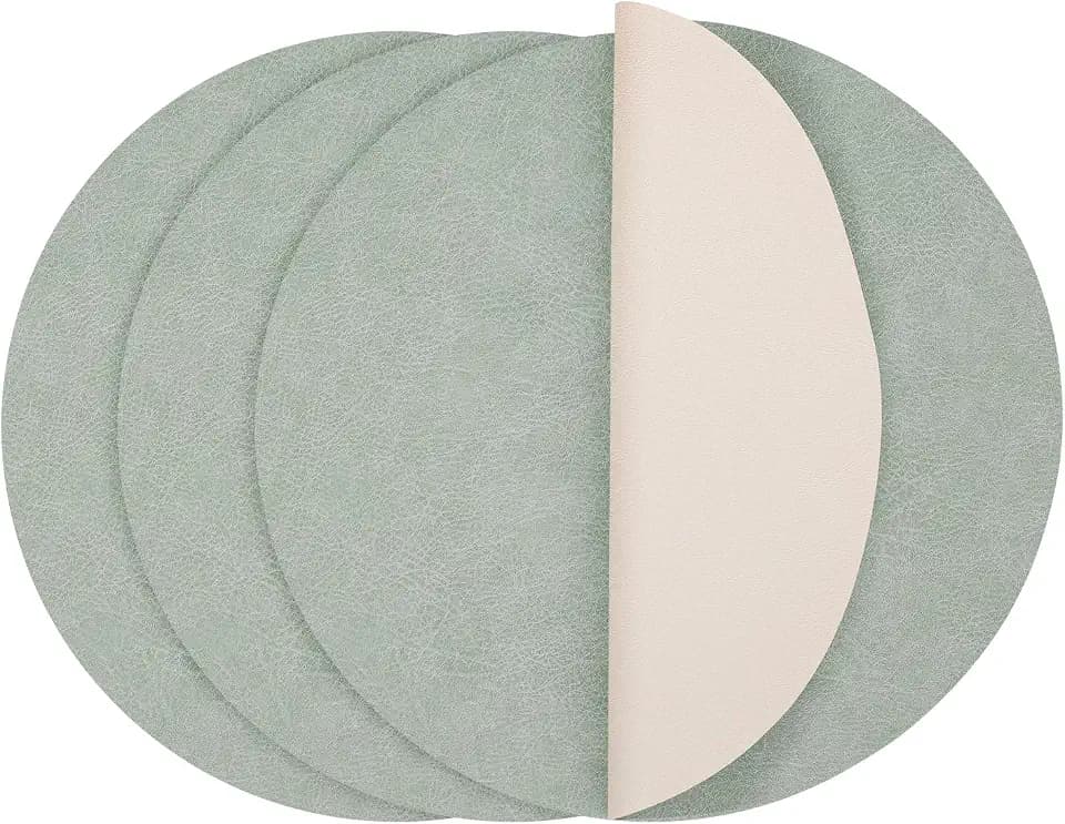 Round Placemats Dual Sided 13in Faux Leather Non-Slip Wipeable Table Mats