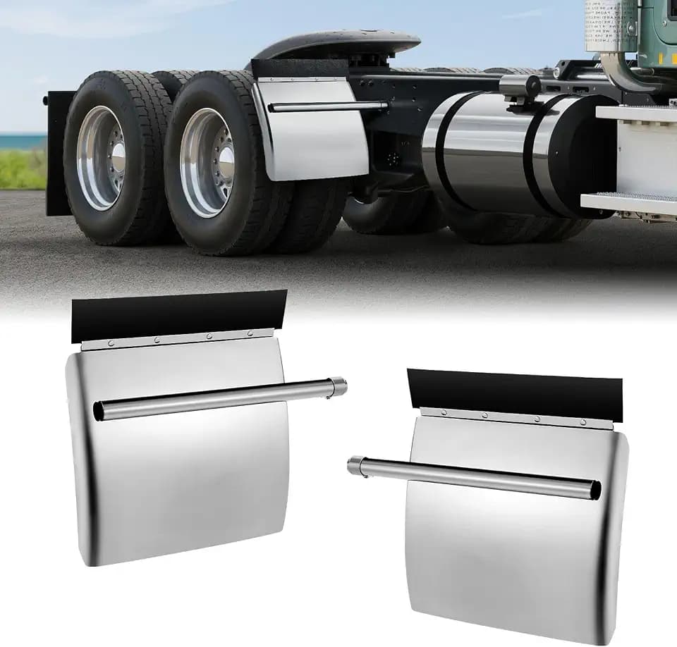 VEVOR Stainless Steel Quarter Fenders for Semi Trucks, 24" x 24" Semi Truck Fenders with Tube Bracket and Mounting Hardware, 1 Pair Right & Left Quarter Fender Set, Fit for Freightliner, Peterbilt