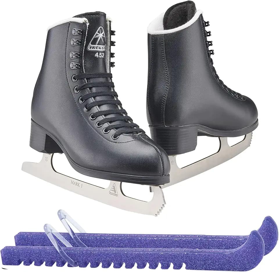 Jackson Ultima Figure Ice Skates for Men, Boys in Black Color Bundle with Skate Guards, Just Launched 2023