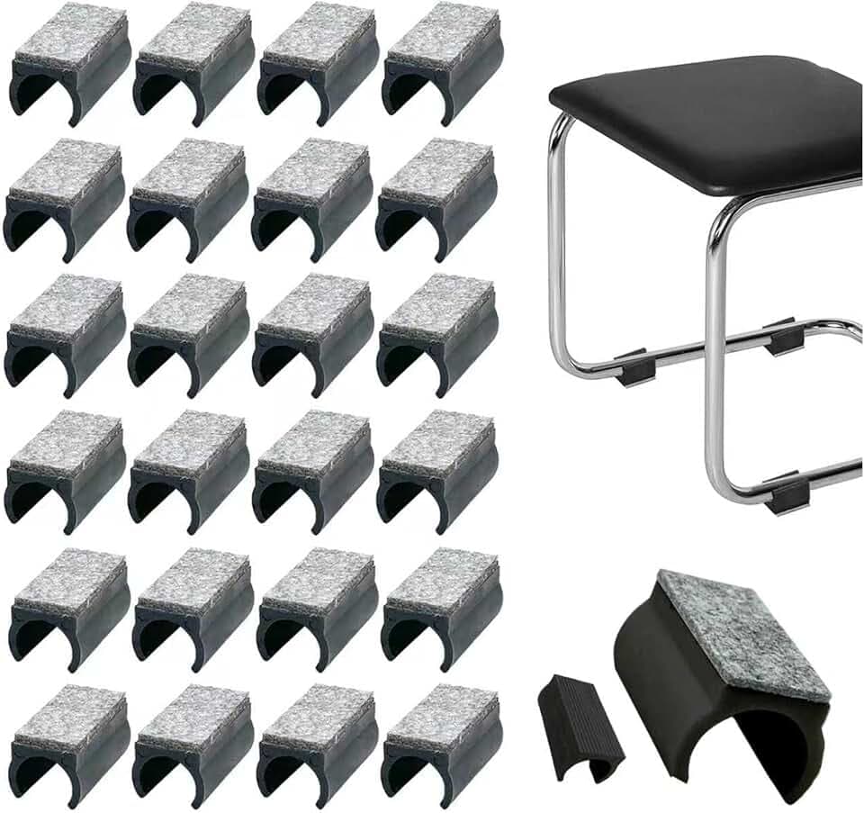24 Filz‑Stuhlgleiter Freischwinger, Gleiter Schwingstühle (Schwarz,10mm)
