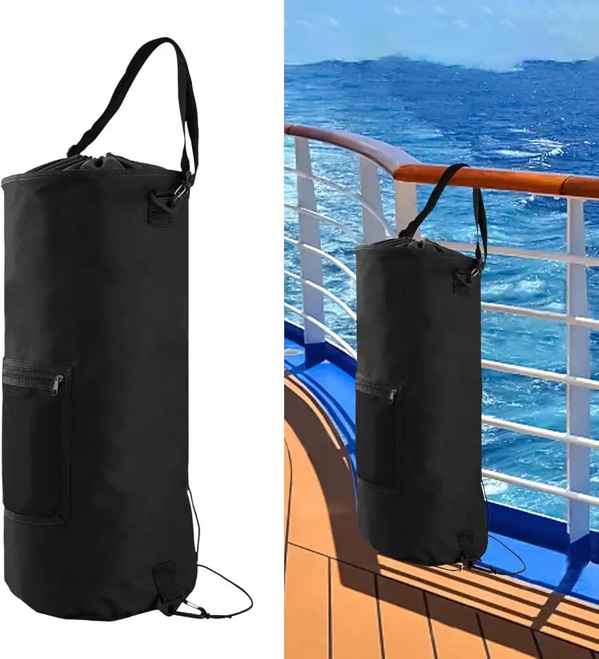 Boat Trash Can, Hanging Boat Garbage Can with Pocket, Fits 10-13 Gal Bags