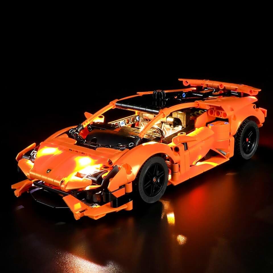 BRIKSMAX Led Licht für Lamborghini Huracán Tecnica Orange 42196 - Kompatibel mit Lego Technic Bausteinen - Ohne Lego Set