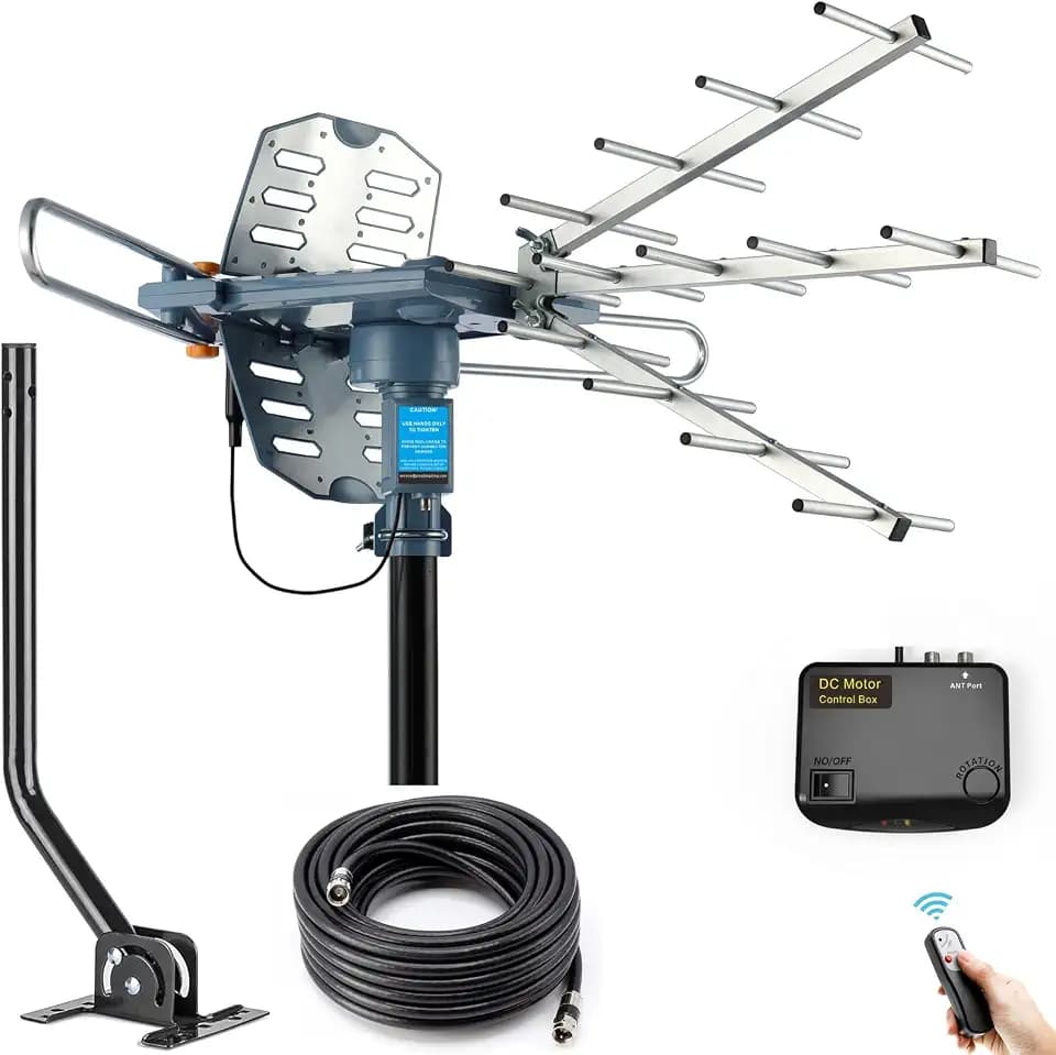 PBD Amplified Digital Outdoor TV Antenna, 360° Remote Direction Control
