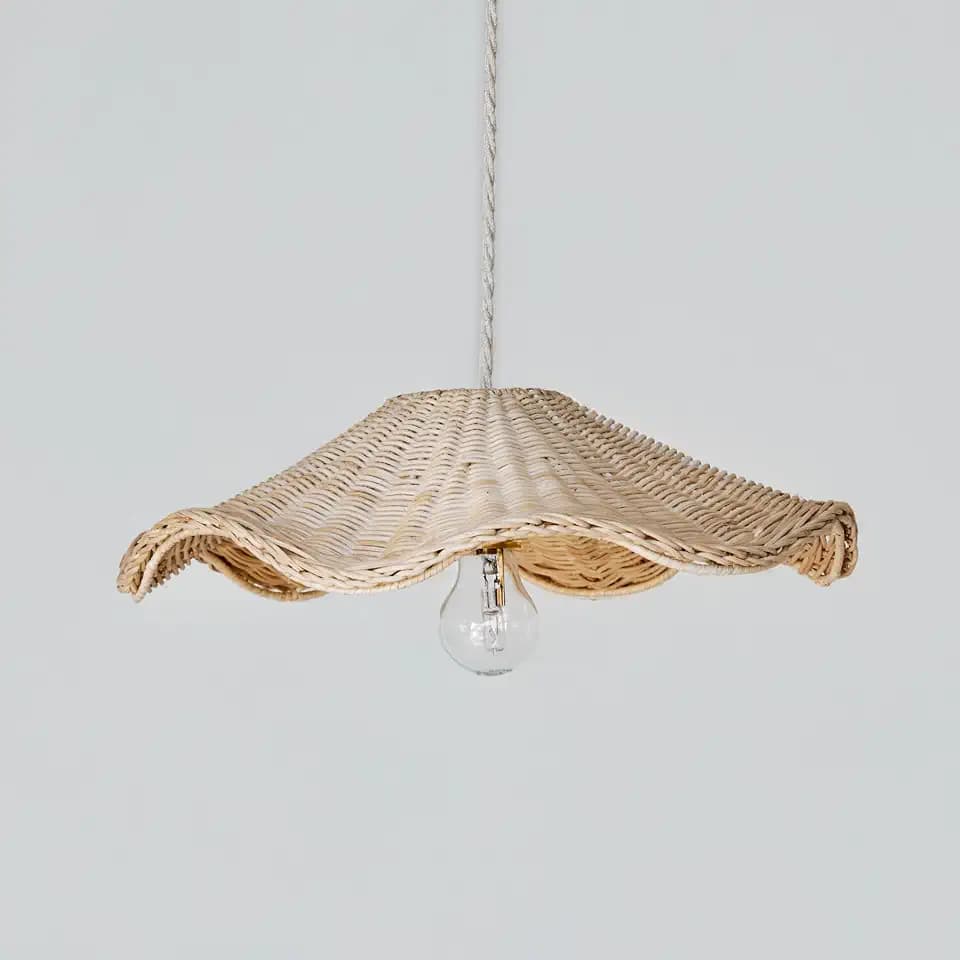 BEBE BASK Rattan Lamp Shade - Unique Wave Wicker Lamp Shade - 17 x 5 Inch