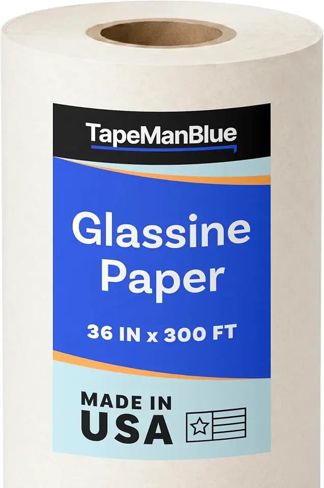Glassine Paper Roll, 36 inch x 300 ft (100 yds), Made in USA, Archival Acid Free Paper for Storage, Artwork, Protection, Baking, Food Packaging and Wrapping, 25 lb Glassine Roll, White