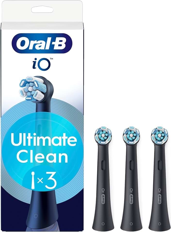 Oral-B iO Series Aufsteckbürsten Ultimate Clean Black, Original Rundköpfe, CrissCross-Borsten, Plaque-Entfernung, 3