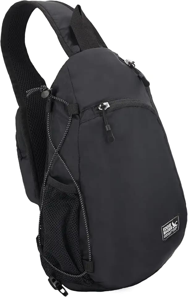 Eddie Bauer Ripstop 8L Shoulder Sling Pack with Padded Air-Mesh Adjustable Crossbody Strap for Right or Left Handed Fit - Black
