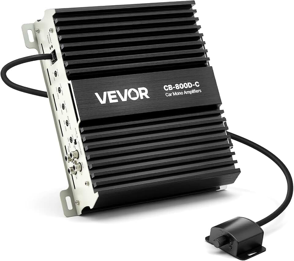VEVOR Monoblock Autoverstärker 800 W RMS MAX 1/2/4 Ohm, Audioverstärker (Klasse D) mit ferngesteuerter Subwoofer-Pegelregelung Tiefpassfilter Bassverstärkung Phasenverschiebung Lautstärkeregler