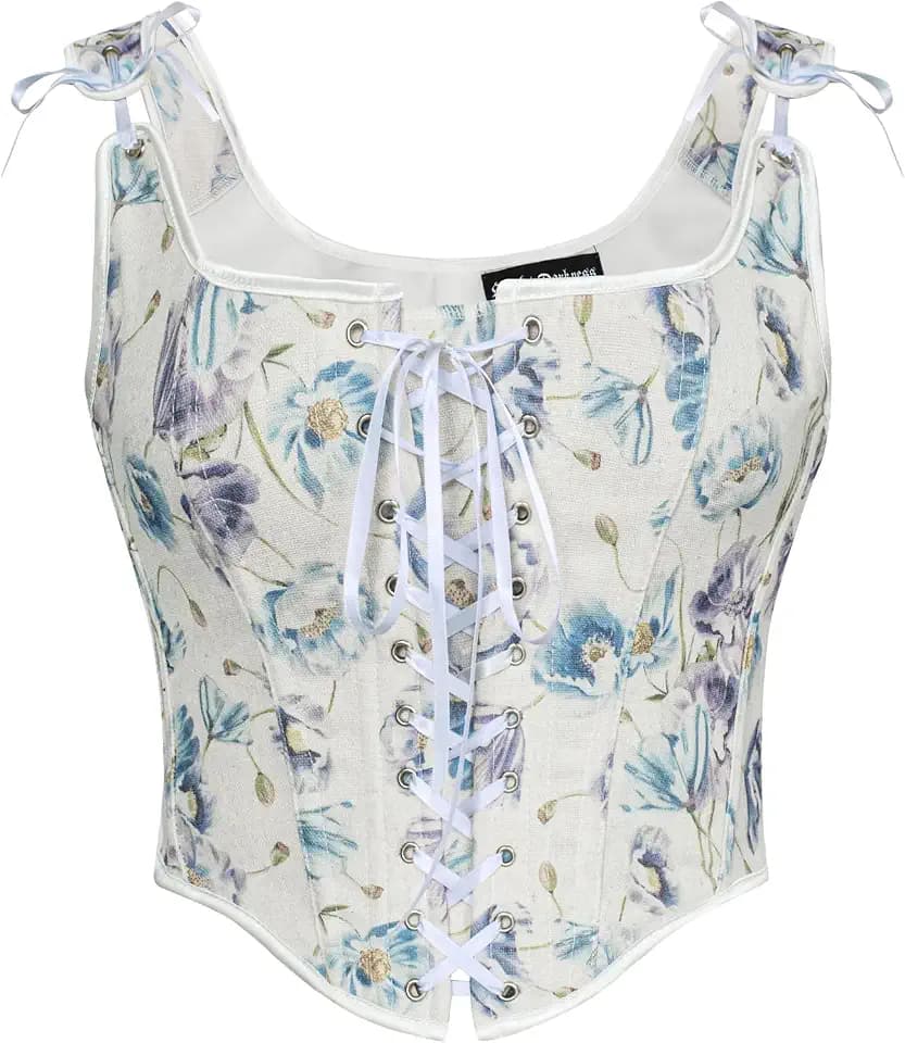 SCARLET DARKNESS Damen Renaissance Korsett Top Blumen Mittelalter Oberteil