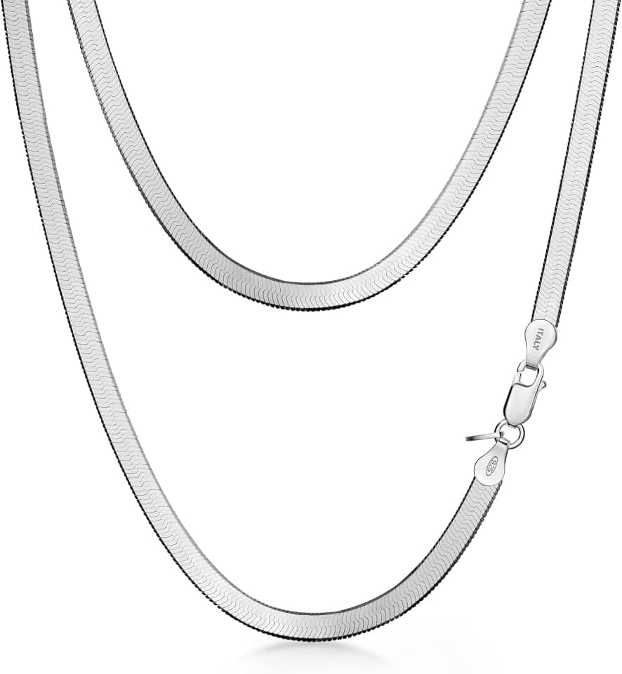 Amberta Damen Flache Schlangen Halskette aus 925 Sterling Silber