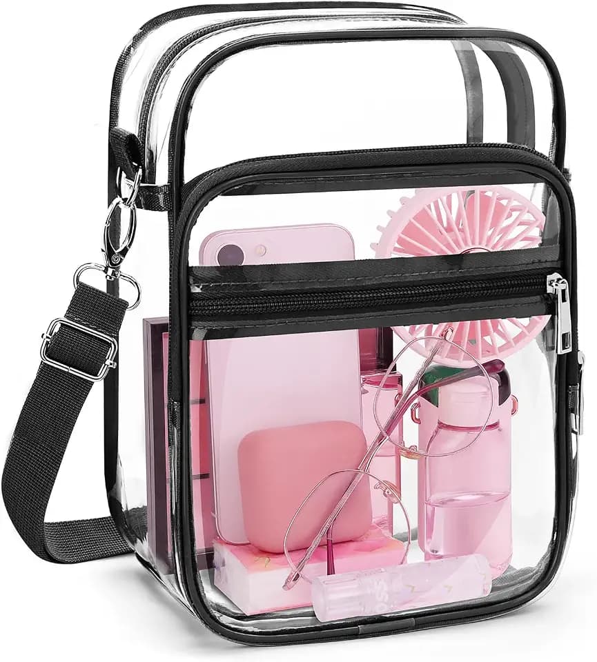 Blvornl Clear Crossbody Bag with Adjustable Shoulder Strap, Stadium Approved PVC Purse Bag, Messenger Bag