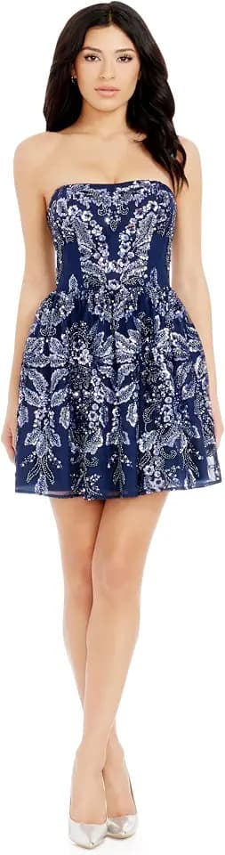 Dress The Population Women's Sasha Fit and Flare Mini Dress