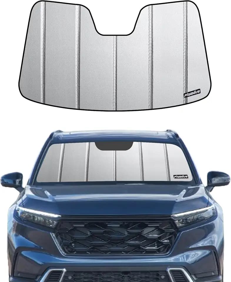 Pigenius Windshield Sunshade for Honda CR-V 2023-2026, Premium Grey Leather Finish