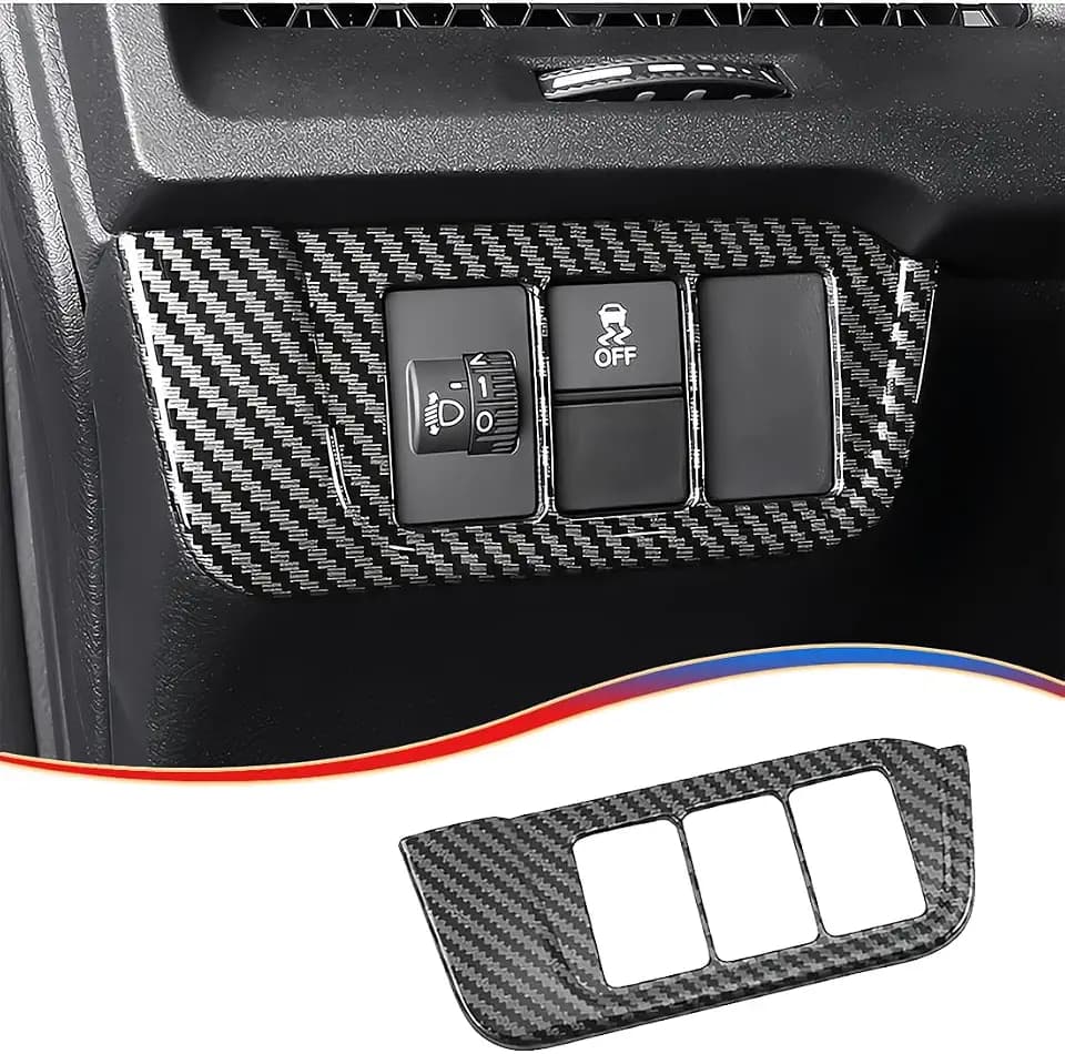 MUXEE 1PCS Car Headlight Switch Buttons Panel Cover Trim for Honda CRV 2023 2024 2025 2026 - ABS Carbon Fiber Sport Interior Accessories
