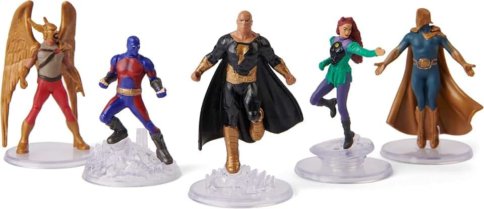DC Comics, Black Adam Justice Society Set 5er-Pack, 5,1 cm Actionfiguren mit Ständer, Black Adam Movie Collectible Kids Toys, ab 3 Jahren