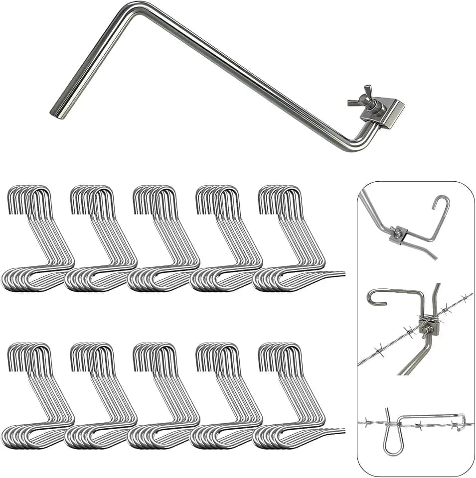 Fence Wire Tightener Kit, 50-Pack 1/4 in. Clips with 1 Tightening Handle
