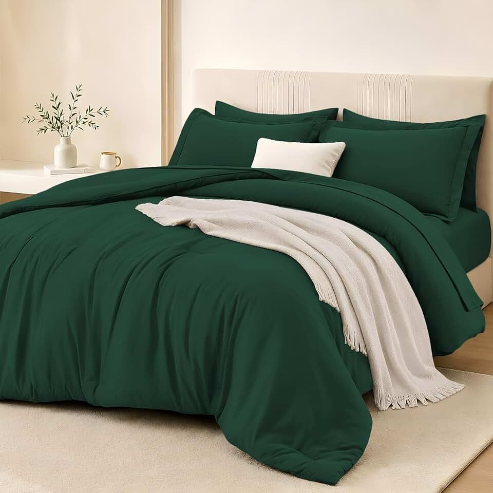 FUANNA Queen Comforter Set 7 Pieces, Luxury Bed in a Bag Soft Bedding Sets