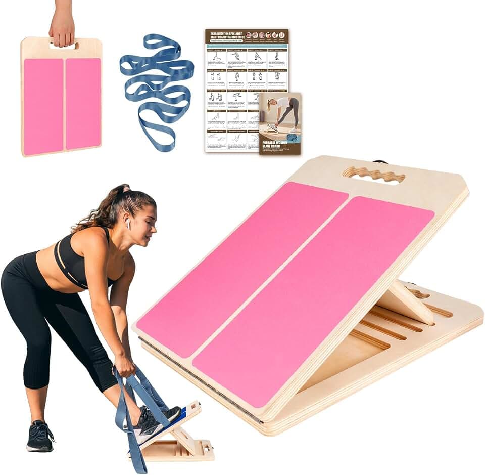 Slant Board Calf Stretch with Stretch Strap, 460 lb Portable Incline Board