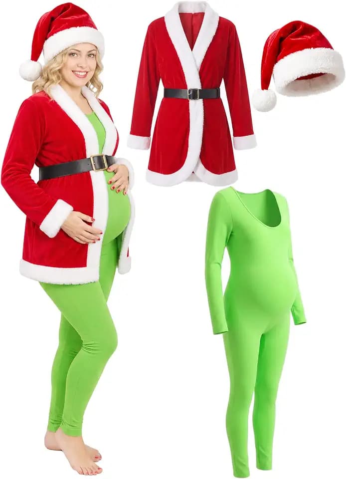 Mepase 4Pcs Women Halloween Maternity Costume Pregnant Halloween Costume