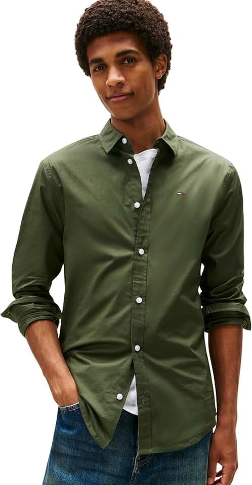 Tommy Jeans Herren Hemd Original Stretch Shirt Slim Fit