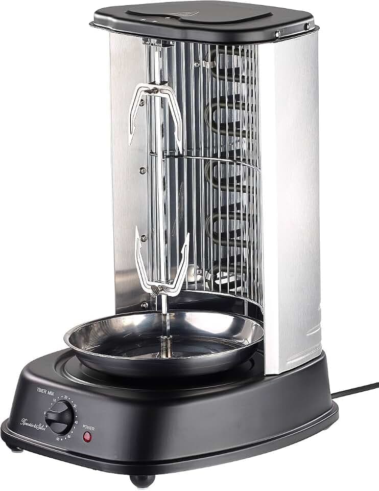 Rosenstein & Söhne Dönergrill: Döner- und Gyros-Grill, 2.000 Watt, Mittelspieß mit Spießgabeln, Timer (Dönerspieß, Dönerspiess Grill, Maker)