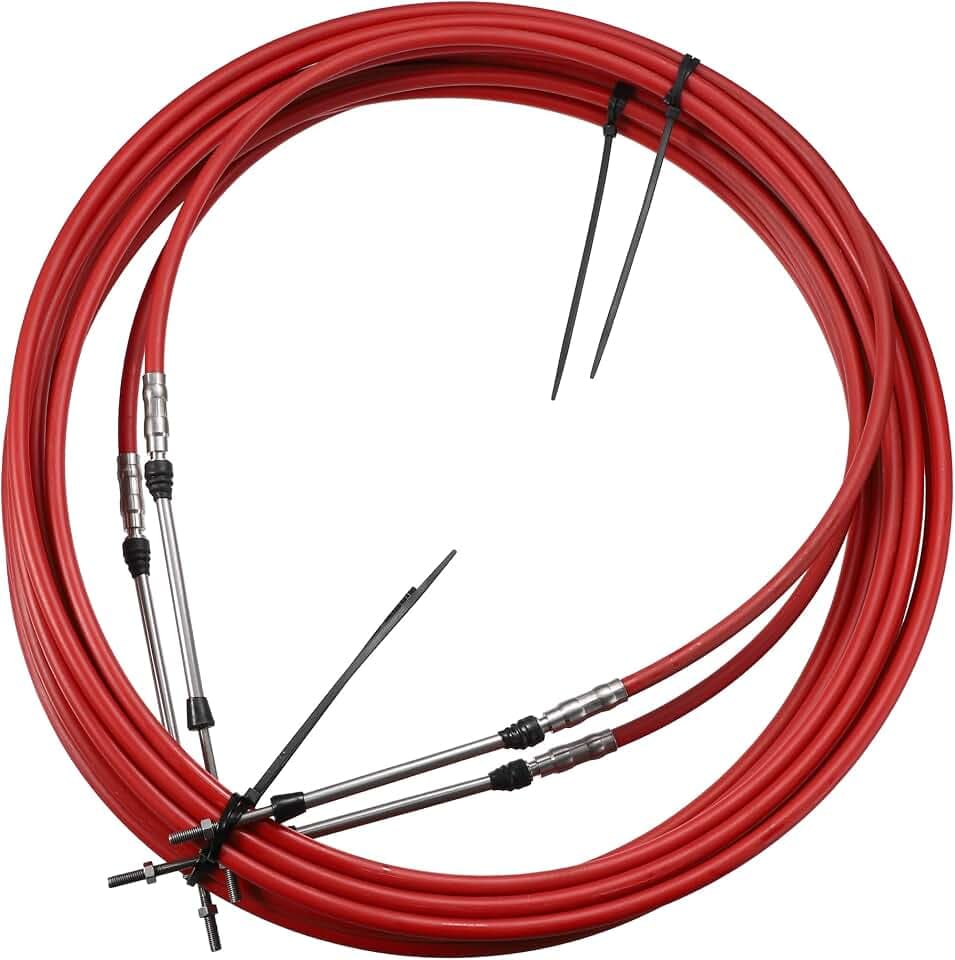 Motoforti 2pcs 24ft 7 Meter 276 Inch Marine Type 3300 / 33C Throttle Shift Remote Control Box Cable for Yamaha Outboard Engine Boat Motor Steering System Red