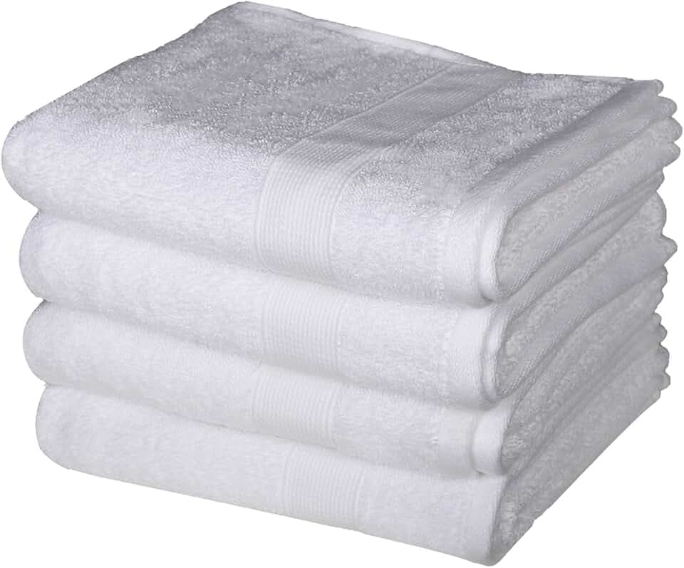 Hand Towel-Cotton Terry fabric-White--4-Pcs-L-28 X W-16
