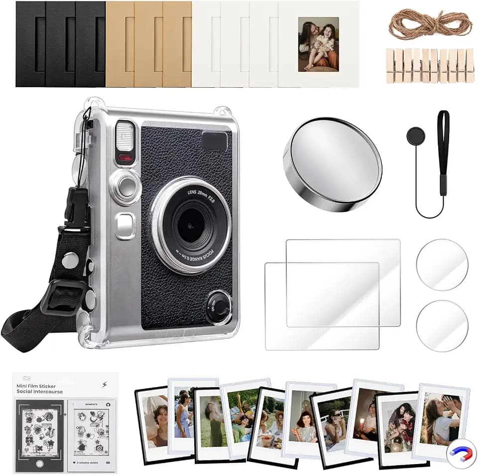 Mini EVO Camera Case and Accessories Bundle, for Fuji Mini EVO Leather Case/Screen Protector/Album/Frames/Stickers