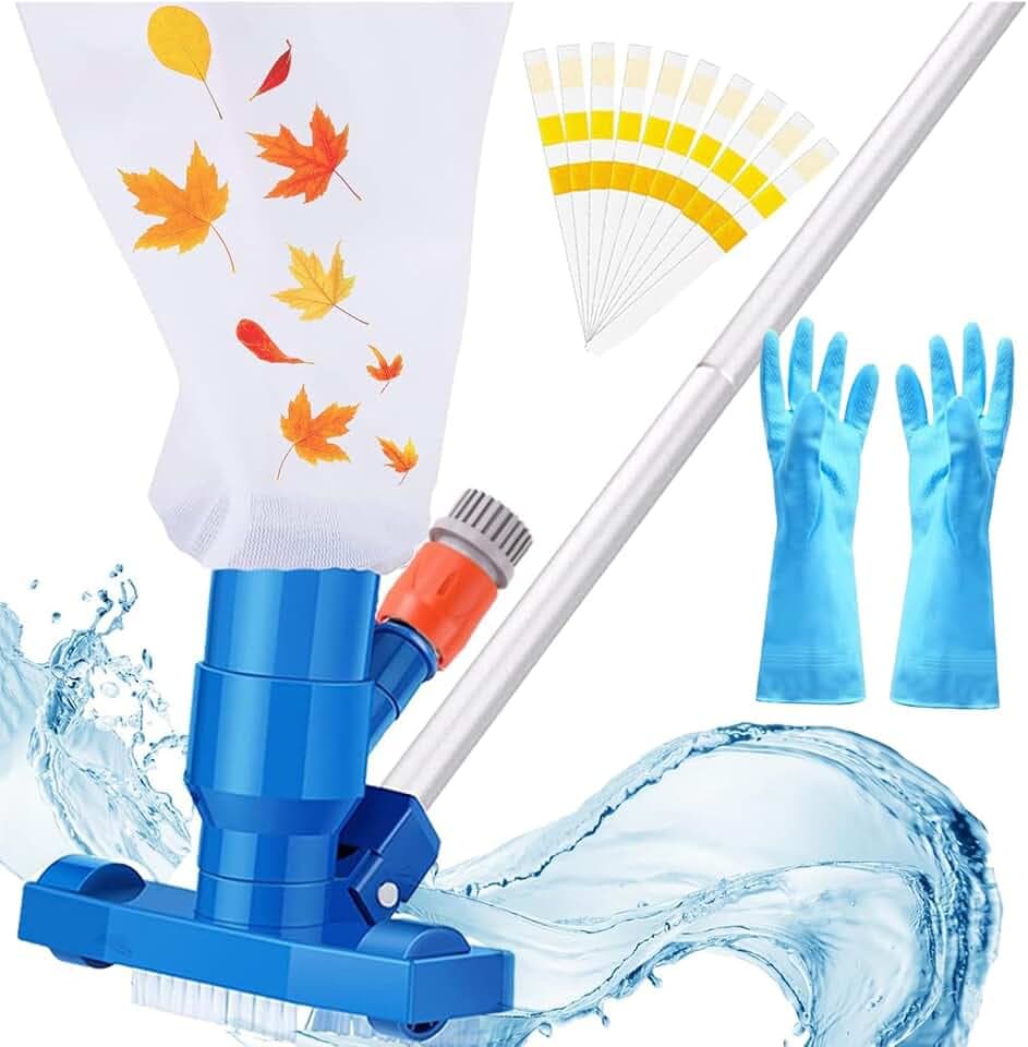 Pool Bodensauger Set,Vakuumsauger Pool reinigungsset mit 5 Abschnitten-Stangen,Poolsauger mit Teleskopstange & Bürstestaubsauger,Poolreiniger Zubehör Vakuum Kopf,Spa,Teich,Whirlpool