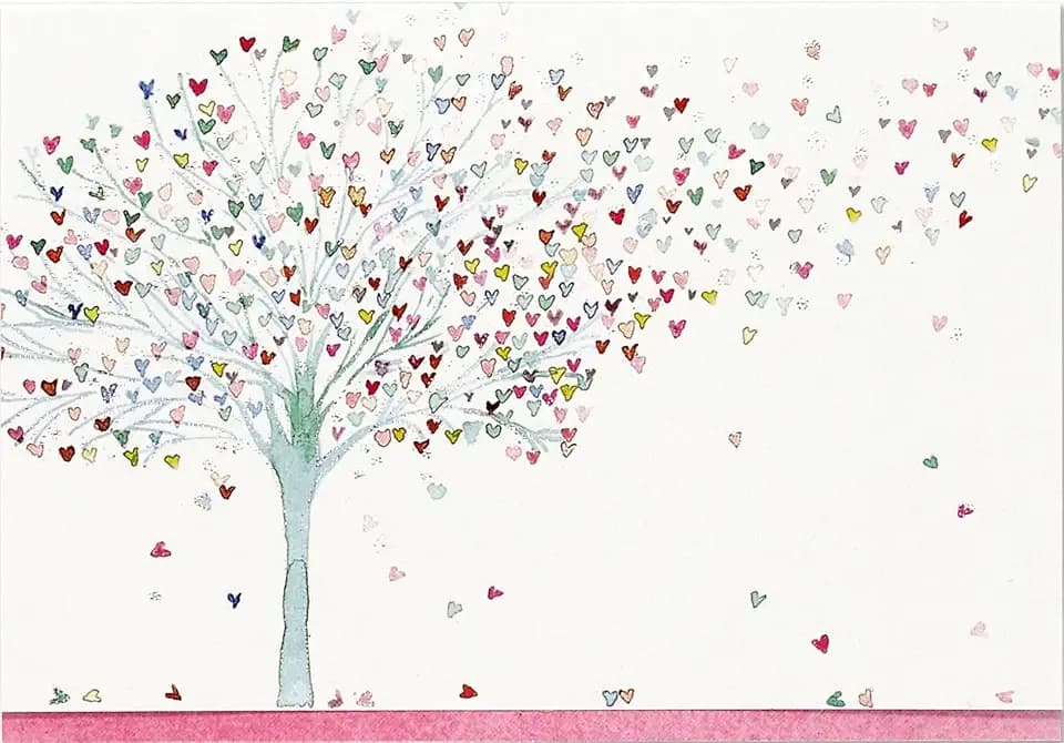 Tree of Hearts Note Cards (14 Cards, 15 Self-sealing envelopes)