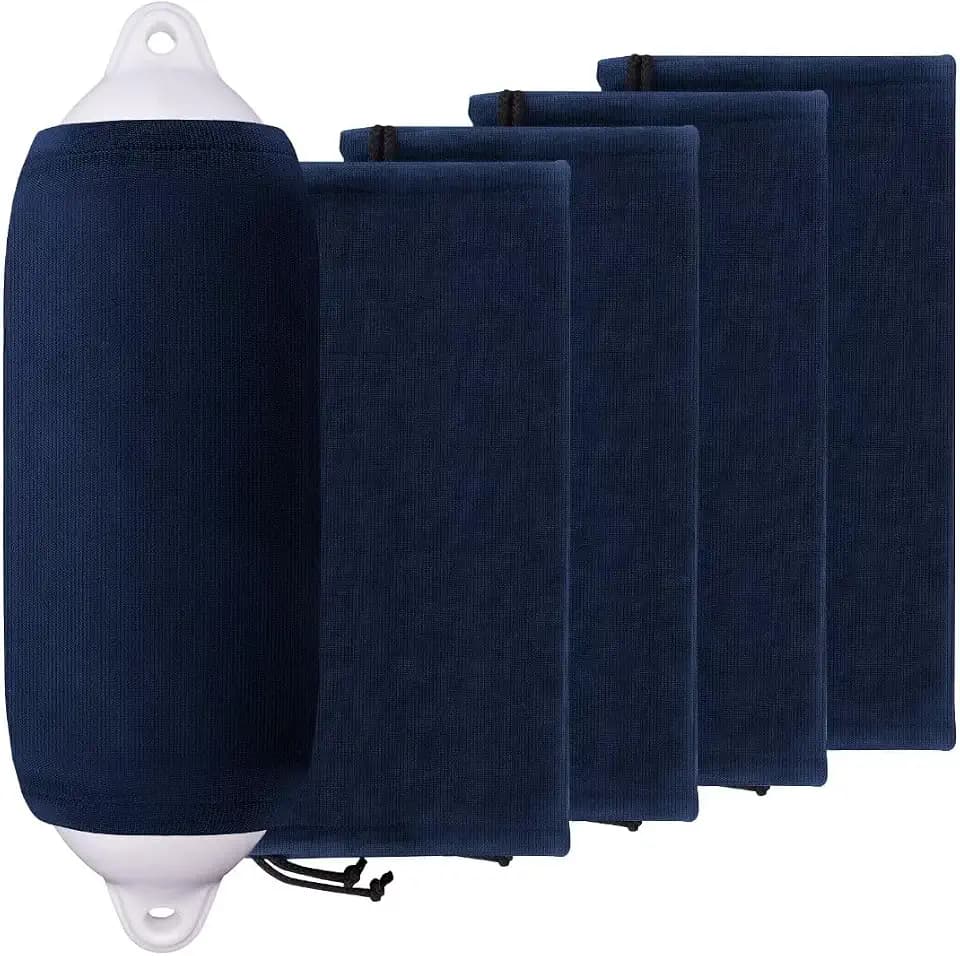 XMK Boat Fender Covers 8" x 22",10" x 26",6" x 18",Black & Navy Blue,4 Pack