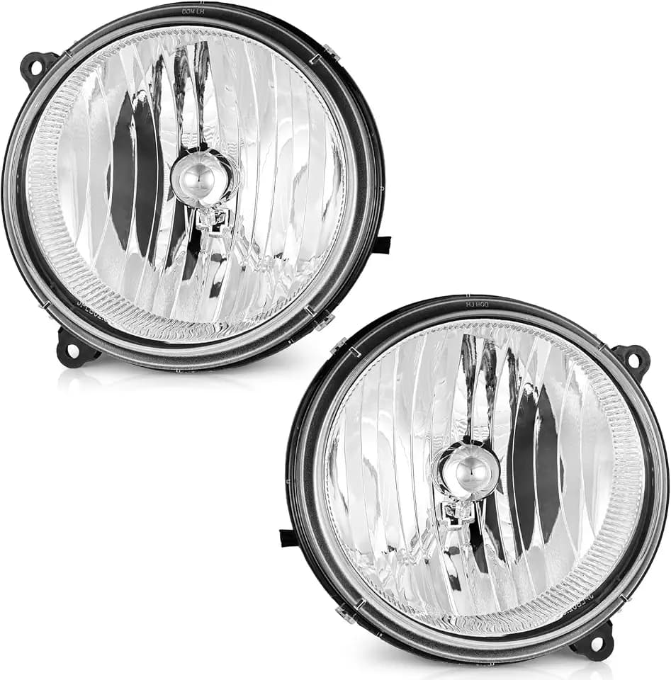 WEELMOTO Halogen Headlights Assembly for 2005-2007 Jeep Liberty