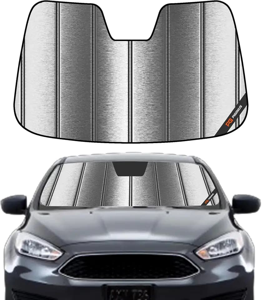 Pigenius Windshield Sun Shade for Ford Focus 2012-2018 Front Window Sunshade - Metallic