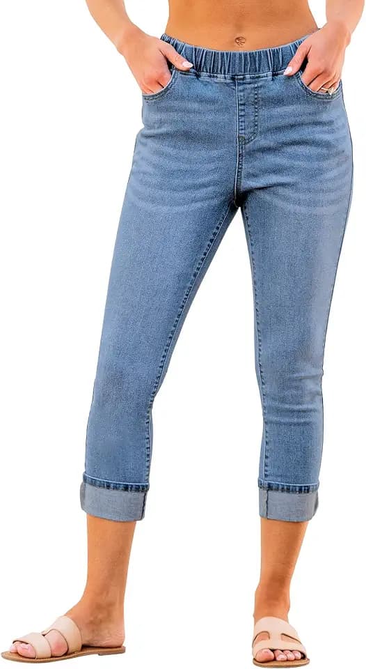 GRAPENT Pull On Jeans for Women High Waisted Skinny Capri Pants Trendy Stretch Denim Cropped Jeans Crop Jeggings Capris