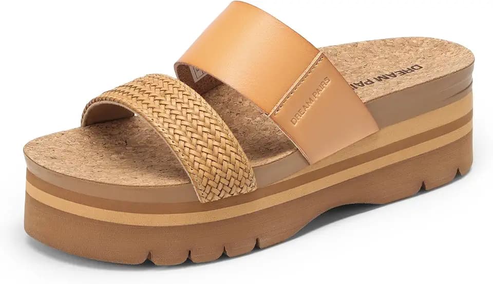 DREAM PAIRS Women's Platform Slides Slip On Wedge Sandals
