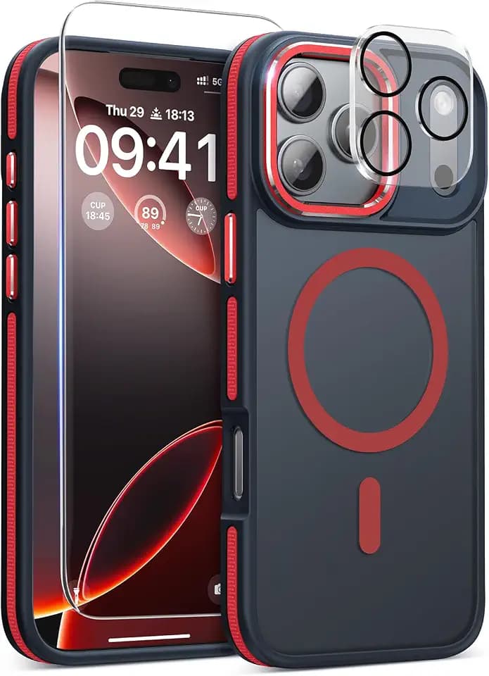 Magnetic 3 in 1 for iPhone 17 Pro Max Case, Shockproof & Bumper - Red