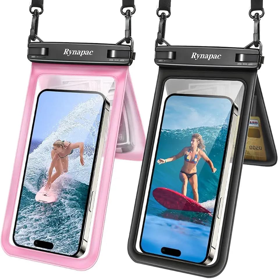 Rynapac IPX8 Double Space Waterproof Phone Pouch up to 8.5'', 2 Pack