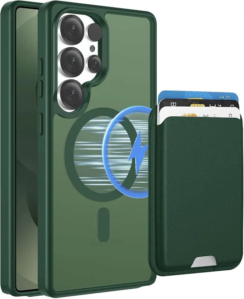 Magnetic for Samsung Galaxy S25 Ultra Wallet Case, Green