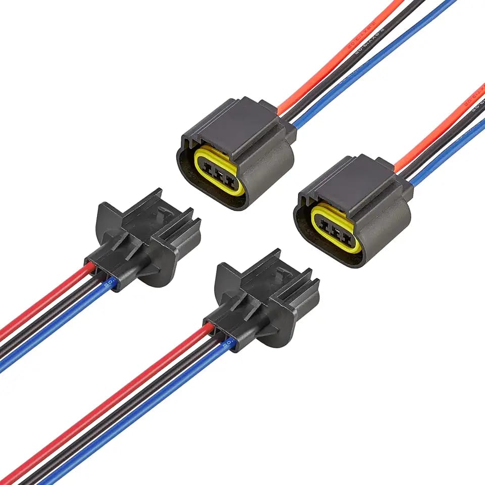 RED WOLF 9008 H13 Socket 3 PIN Male & Female Wiring Socket H13LL Headlight Adapter Universal Fit for Ford Chevy Jeep Dodge Nissan Head Bulb Fog Light Wire Harness Headlamp Pigtail Connector 4 PCS