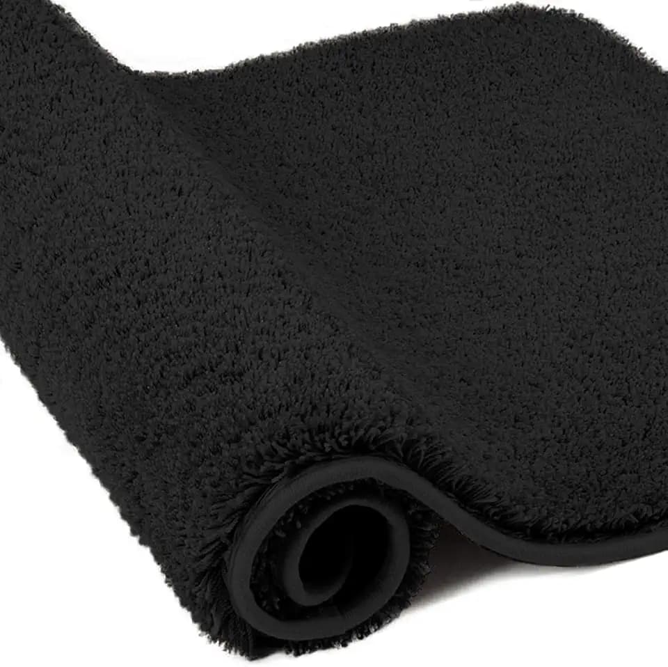 wyewye Mikrofaser-Badematte, Türmatte, 2 cm super dicker Badteppich, super saugfähiger Badezimmerteppich 60x120 cm, Schwarz