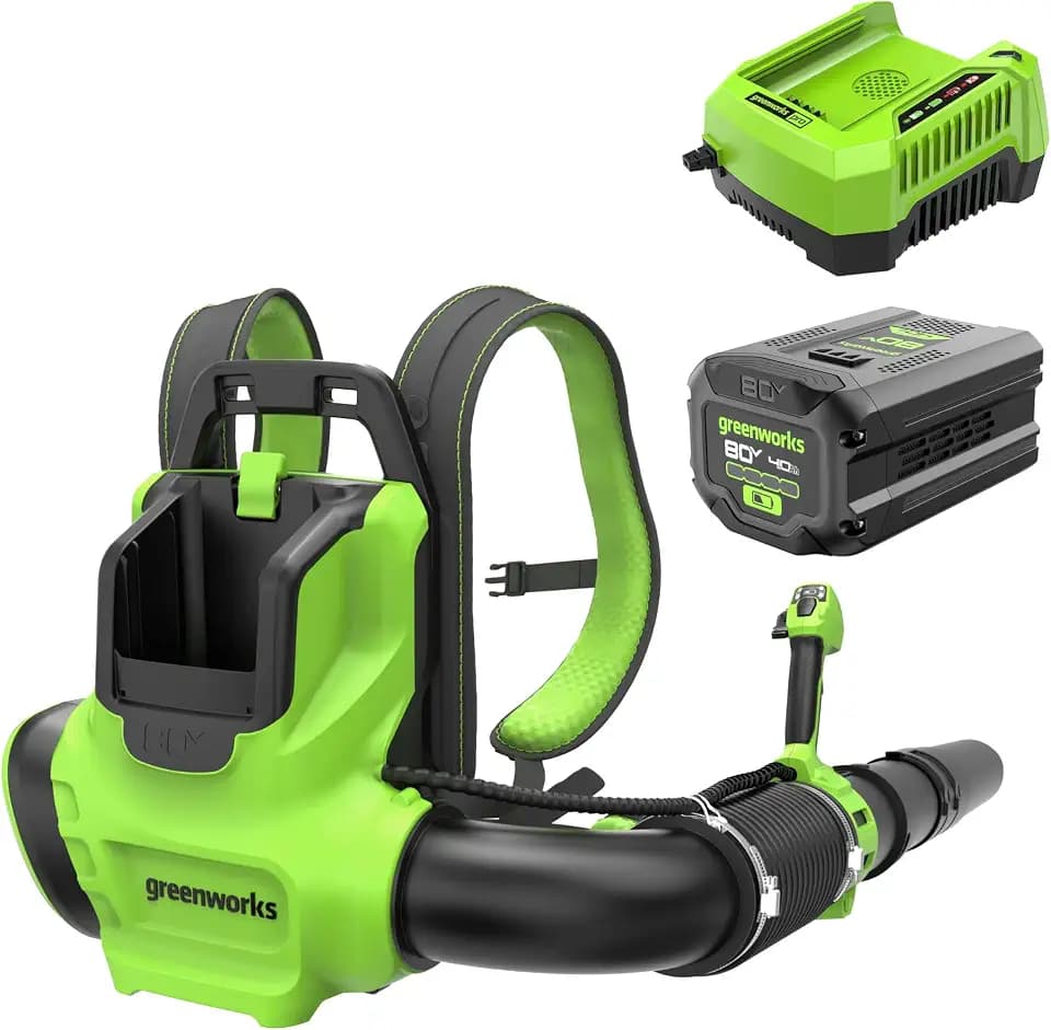 Greenworks 80V Backpack Leaf Blower, 750 CFM, 4.0 Ah Battery and Charger