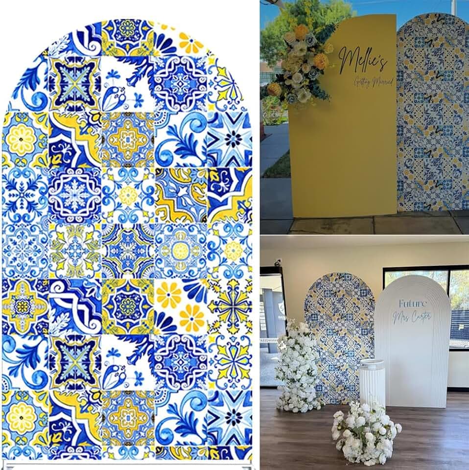 Arch Backdrop Cover Main Squeeze Positano Theme Arched Stand Covers Stretchy Background for Birthday Porcelain Parties Decor Banner GX09