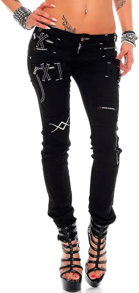 Cipo & Baxx Damen Jeans Regular & Slim Fit Stretch Used Look