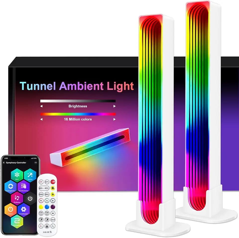 SNADER Smart LED Lightbar, 3D Spiegel TV Ambient Lampe Funktioniert RGB Ambient Smart Sync mit Musik und APP Control Steuerung für Gaming, Deko, PC, TV, Raumdekoration