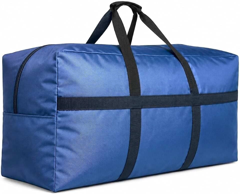 Extra Large Duffle Bag for Travel, Big XL Oversized Foldable Storage Bags with Reinforced Handles & Lockable Zipper - Blue, 200L
