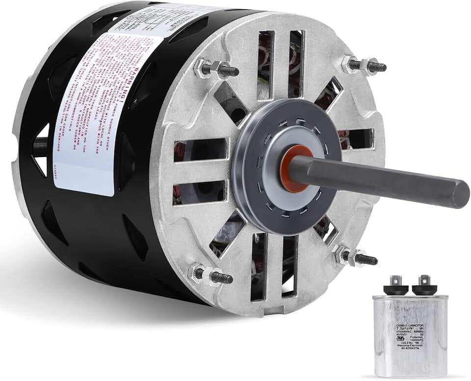 DL1036 Direct Drive Blower Motor - 1/3 HP, 1075 RPM, 3 Speed, 115 Volt, 4.9 Amp, 48 Frame Sleeve Bearing Compatible with A.O. Smith/Century/GE/Fasco/Emerson/Franklin/Dayton/Universal Electric/Fedders