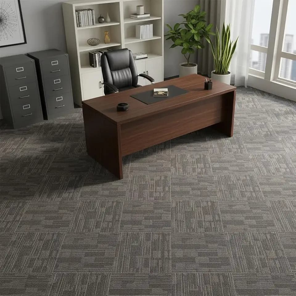 Commercial Carpet Tiles Reusable 24" x 24" Squares 18 Tiles Non Slip Soft Floor Carpet for Office Living Room Bedroom Hotel Gym Easy DIY Installation with Flexlok Tabs (Brown)