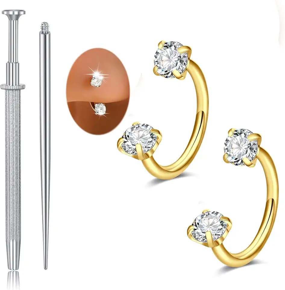 MODRSA Nose Rings 20g Nose Rings Hoops Nose Studs Nose Rings for Women Surgical Steel Nose Hoops 20 Gauge Nose Screw Nose Piercing Jewelry Silver Rose Gold
